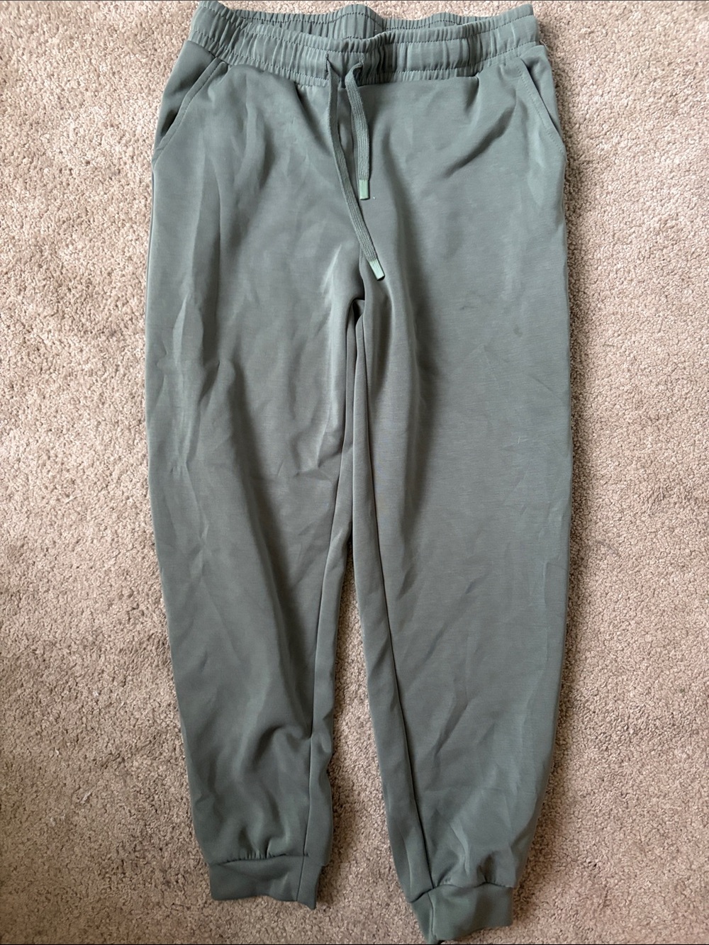 Woman’s Olive Green Jogger Pants - Casual Drawstring Sweatpants
